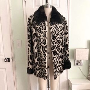 Glam! Snow Leopard Faux Fur Vintage Swing Jacket